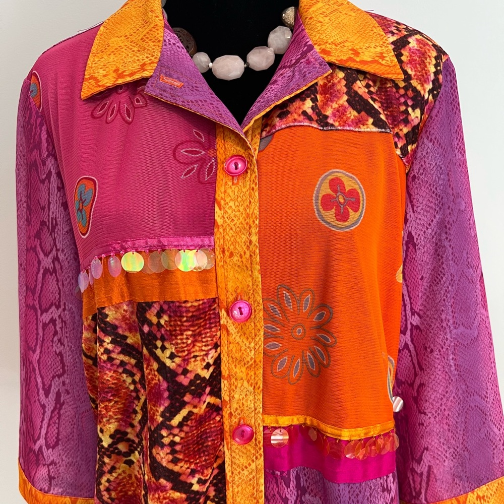 FL Malik bright multicolored multi design top
